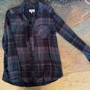 Express Dark Plaid Long Sleeve Shirt